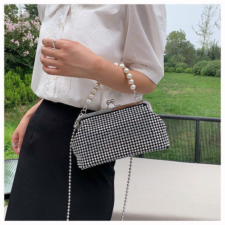 Shell Purse 19*22*13*6cm Crossbody Bag Small Kiss Lock Handbag Synthetic Leather