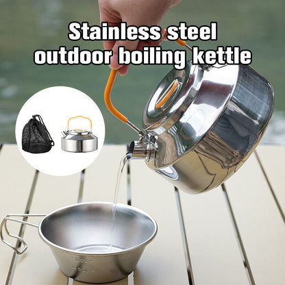 Outdoor Camping Stainless Steel Teapot Coffee Pot Portable Household Hot Kettle