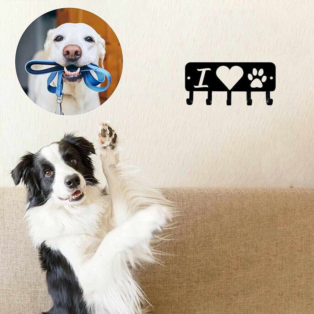 Heart Dog Mounted Hook Up Metal Pendant Wall Art Home Decor Accessories