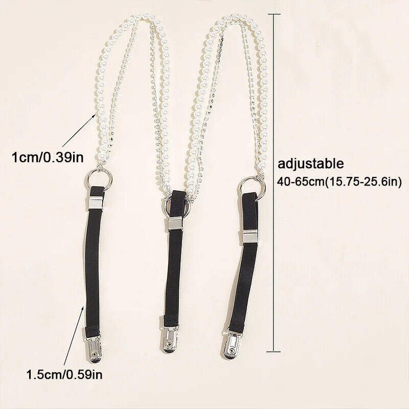 Women Suspenders Pearl Chain Belts Rhinestones Straps Shirt Clothing Decorations