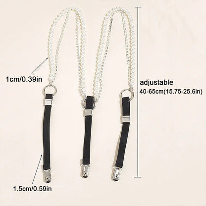 Women Suspenders Pearl Chain Belts Rhinestones Straps Shirt Clothing Decorations
