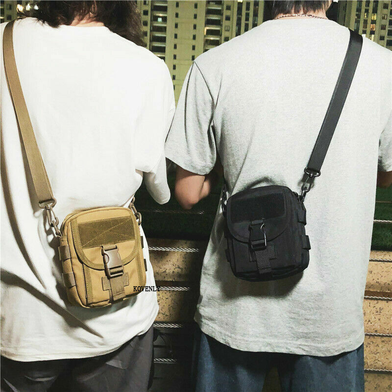 Men Messenger Bag Canvas Shoulder Bag Small Pack Travel Waist Pack Pouch Backpak