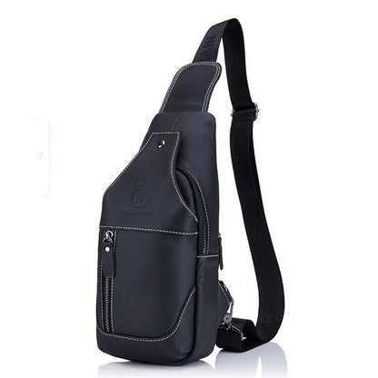 Men's Sling Backpack,100% Genuine Leather Chest bag Crossbody Bag Shoulder Bag