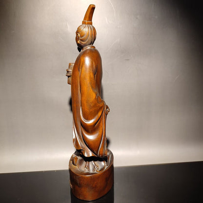 chinese boxwood carving wood wooden statue vintage Zigong Figurine Tzu Kung nice