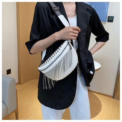 Tassel Leather Crossbody Chest Bag Women Waist Bag Woman Chest Bag Travel Pack