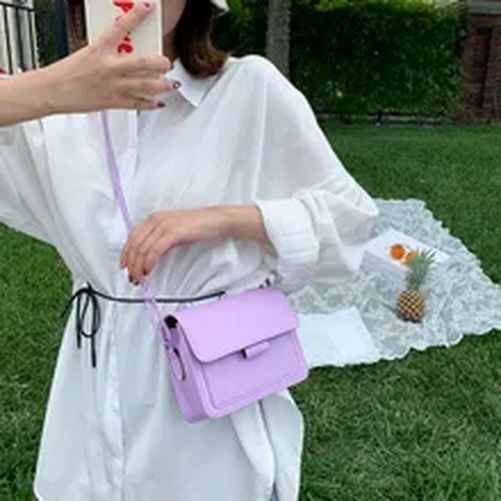 Small Crossbody Bag Lightweight Synthetic Leather Messenger Flap Handbag Purse