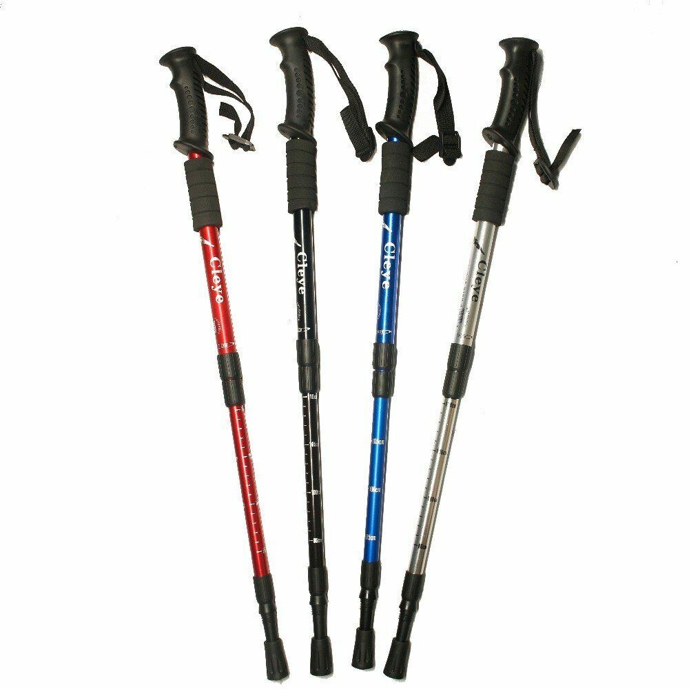 Outdoor Hiking Walking Sticks Telescopic Trekking Climbing Poles Cane Rubber Tip