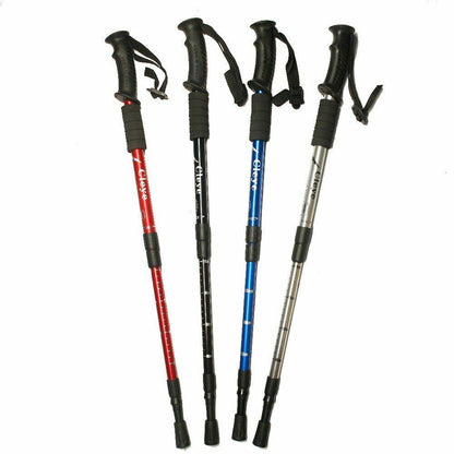 Outdoor Hiking Walking Sticks Telescopic Trekking Climbing Poles Cane Rubber Tip