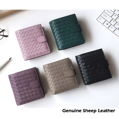 Sheep Leather Wallet Leather Woven Coin Purse Zipper Storage Bag 11*2*9.5 CM 1PC
