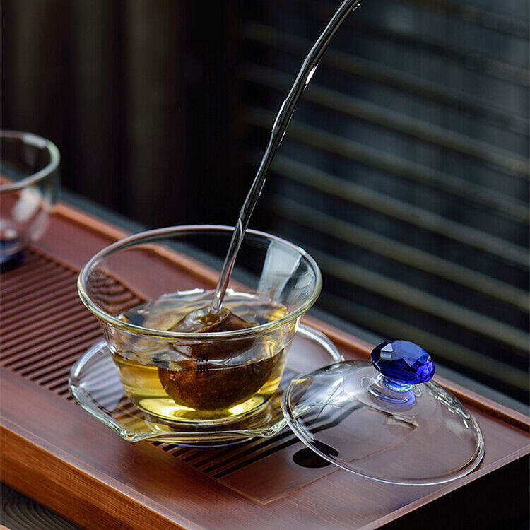 glass gaiwan Chinese cup bowl set handmade tureen kungfu tea brewer covered bowl