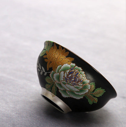 Silver Cup Flower Relief Cup Of Tea Chinese Porcelain Cup 999 Sterling Silver