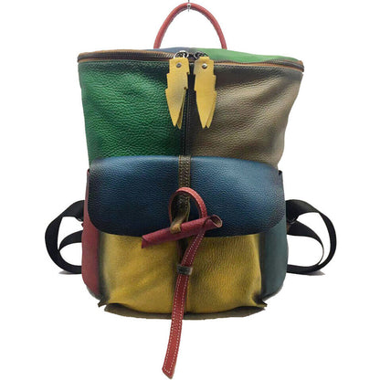 New Designer Cowhide Leather Backpack Women's College School Backpack Travel Bag