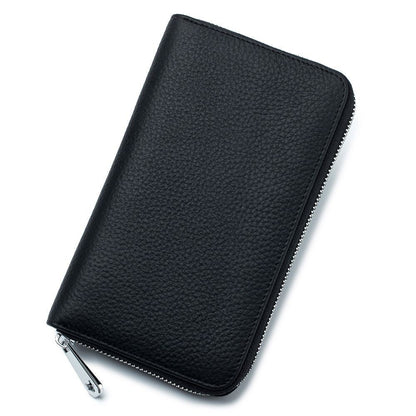 Folding Passport Bag Genuine Leather Folding Hand Ledger Long Wallet Phone Bags
