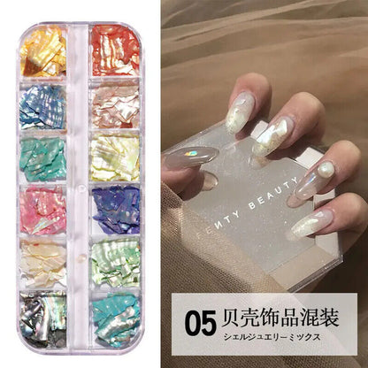 Nail Art Charms Flakes Abalone 3D Irregular Slice Shell Stone DIY Manicure Decor