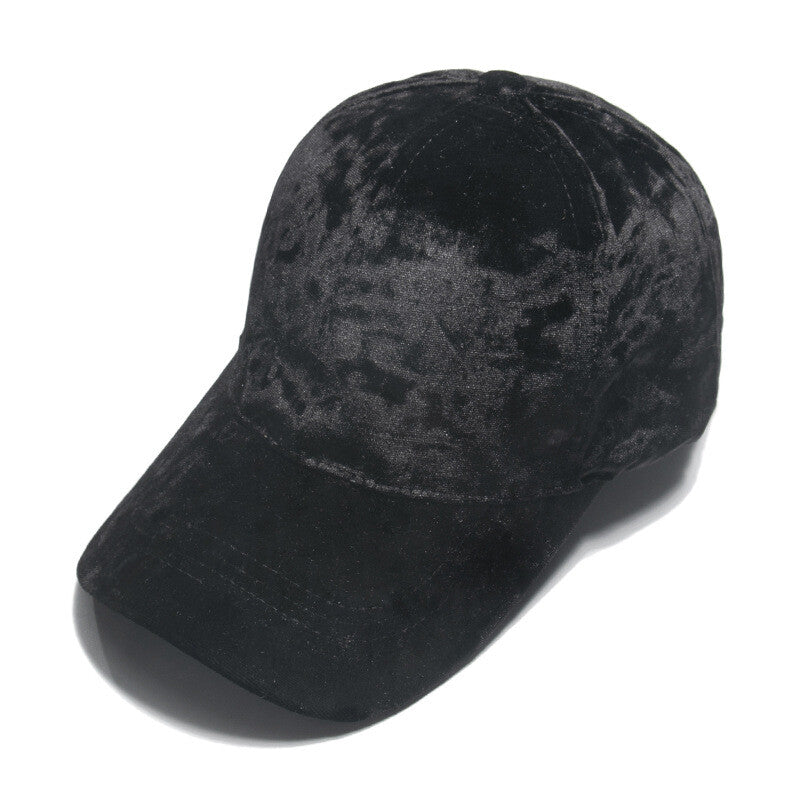 Lady Men Velvet Baseball Cap Solid Velour Sun Hat Adjustable Casual Outdoor Chic