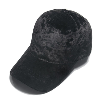 Lady Men Velvet Baseball Cap Solid Velour Sun Hat Adjustable Casual Outdoor Chic