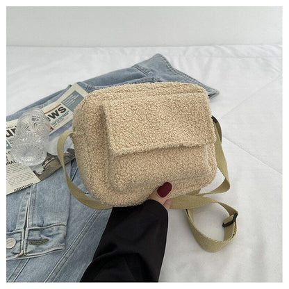 Shoulder Bag Vintage Lamb Wool Crossbody Messenger Travelling Purse 21*16*10 CM
