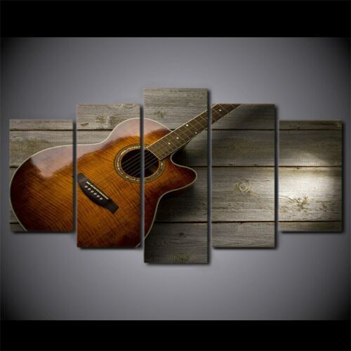 Wooden Classic Guitar 5 Pieces Canvas Wall Art Painting Poster Home Decor
