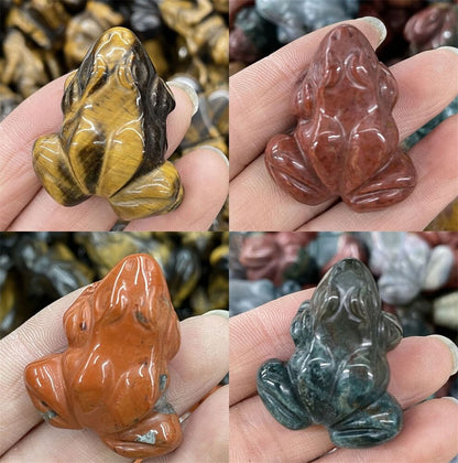 Frog Statue Figurine Natural Stones Hand Carved Ornament Healing Crystal 30x38mm