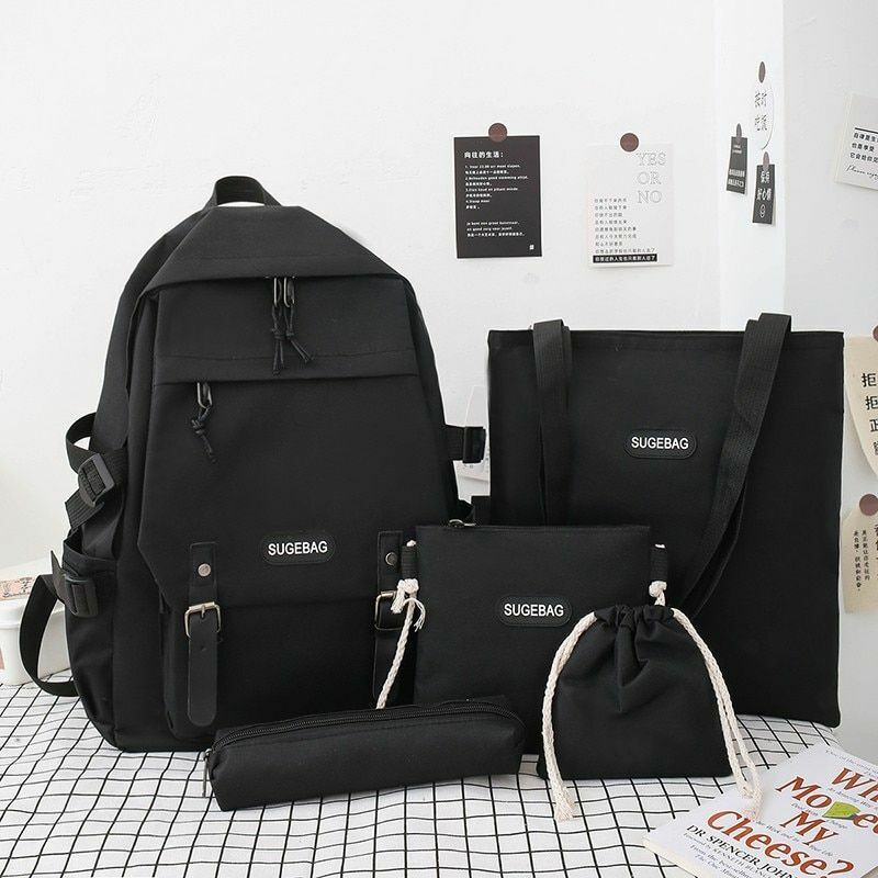 Backpacks 5 Piece Sets Casual School Bags Teenage Girls Womens Travel Bookbags