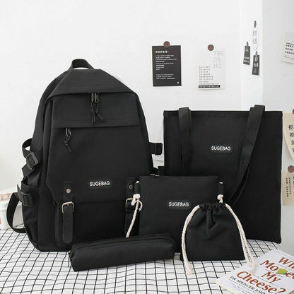 Backpacks 5 Piece Sets Casual School Bags Teenage Girls Womens Travel Bookbags
