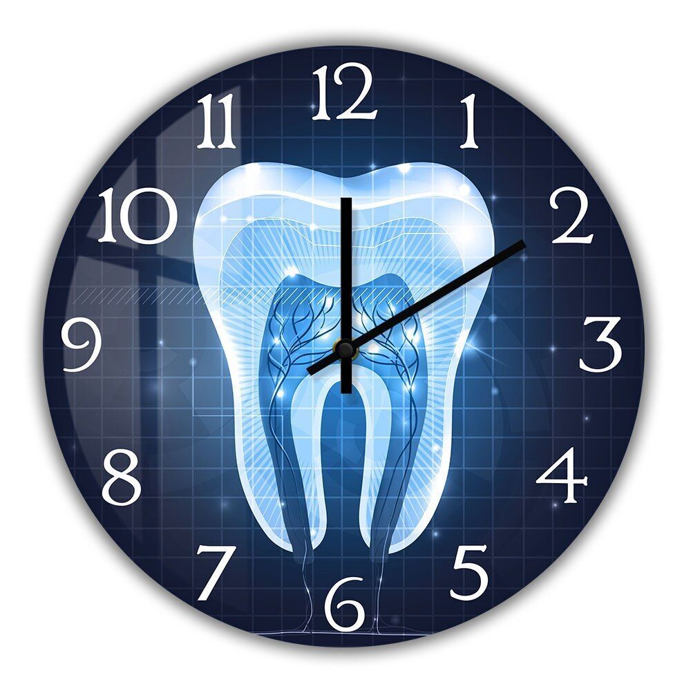 Wall Clocks Blue Dental Clinic Office Tooth Section Anatomy Quartz Watch 30x30cm