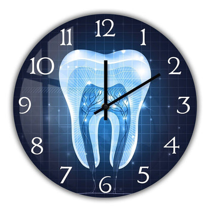 Wall Clocks Blue Dental Clinic Office Tooth Section Anatomy Quartz Watch 30x30cm