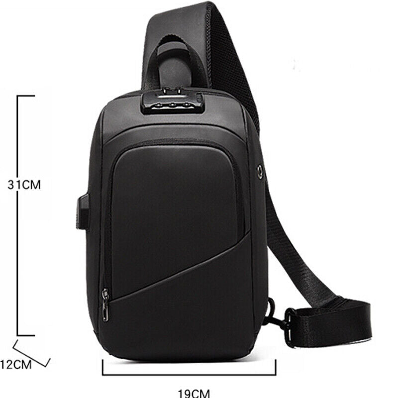 Men's Sling Backpack Oxford cloth Waterproof&Anti-theft Crossbody Sport Bags USB