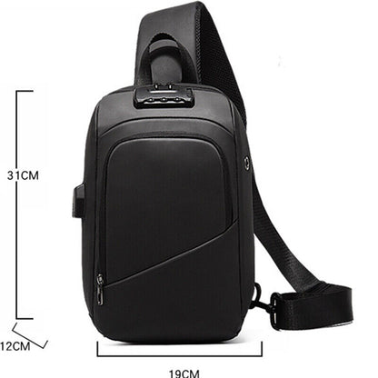 Men's Sling Backpack Oxford cloth Waterproof&Anti-theft Crossbody Sport Bags USB