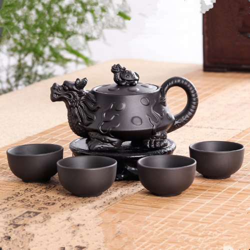 Yixing Dragon Teapot Sets Ceramic Purple Clay Kung Fu Tea Set 1 Teapot + 4 Cups