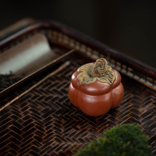 Purple Clay Teapet Persimmon from Yixing Tea Table Decoration