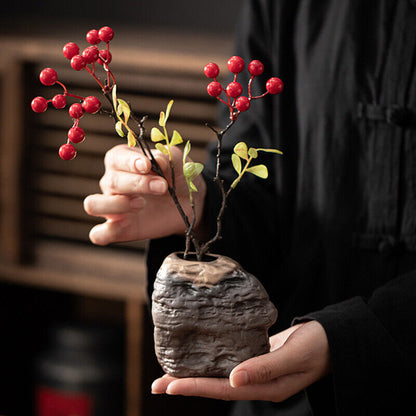 Creative Handmade Antique Ceramic Vases Zen Chinese Retro Tea Table Vase Decor