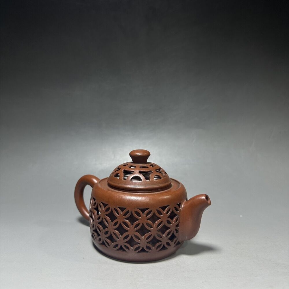 vintage chinese yixing purple clay teapot zisha ceremony carving Collectible art