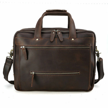 Vintage Men's Leather 15.6" Laptop Briefcases Luggage Shoulder Bags Tote Satchel
