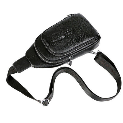 Men's Genuine Leather Crocodile Sling Backpack Crossbody Chest Bag Shoulder Bag