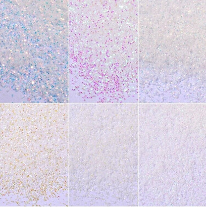 Nail Art Glitter Powder 6Pcs Unicorn Aurora White Sequin Dust Small Flakes Decor