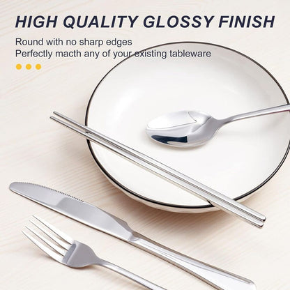 Stainless Steel Cutlery Set for Trip Camping Portable Case Utensils 8 Pieces