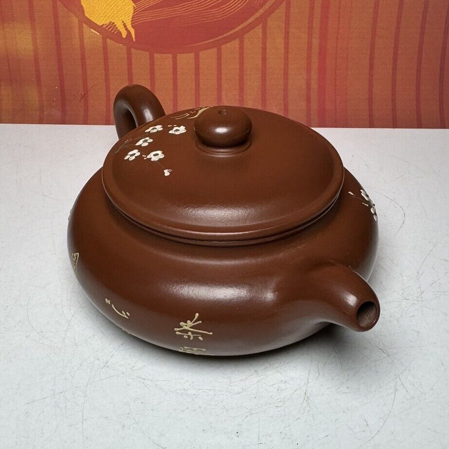 Vintage Chinese Yixing Purple Clay Teapot Zisha Ceramic Plum Blossom Teaware Art