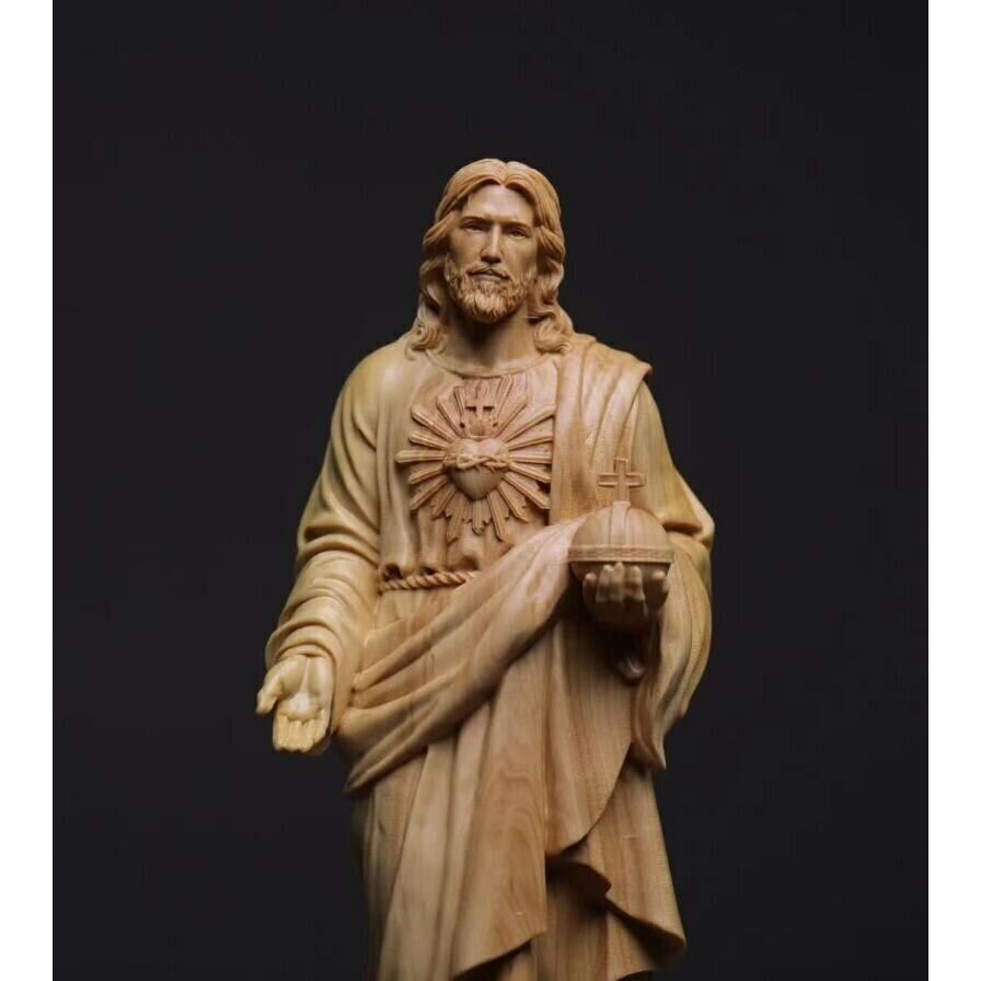 Home Decoration Religious Solid Wood Carving Wood Carving Jesus Statue