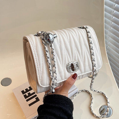 Leather Handbag Chain Handle Shoulder Messenger Bags Small Square Bag 14*20*7 CM