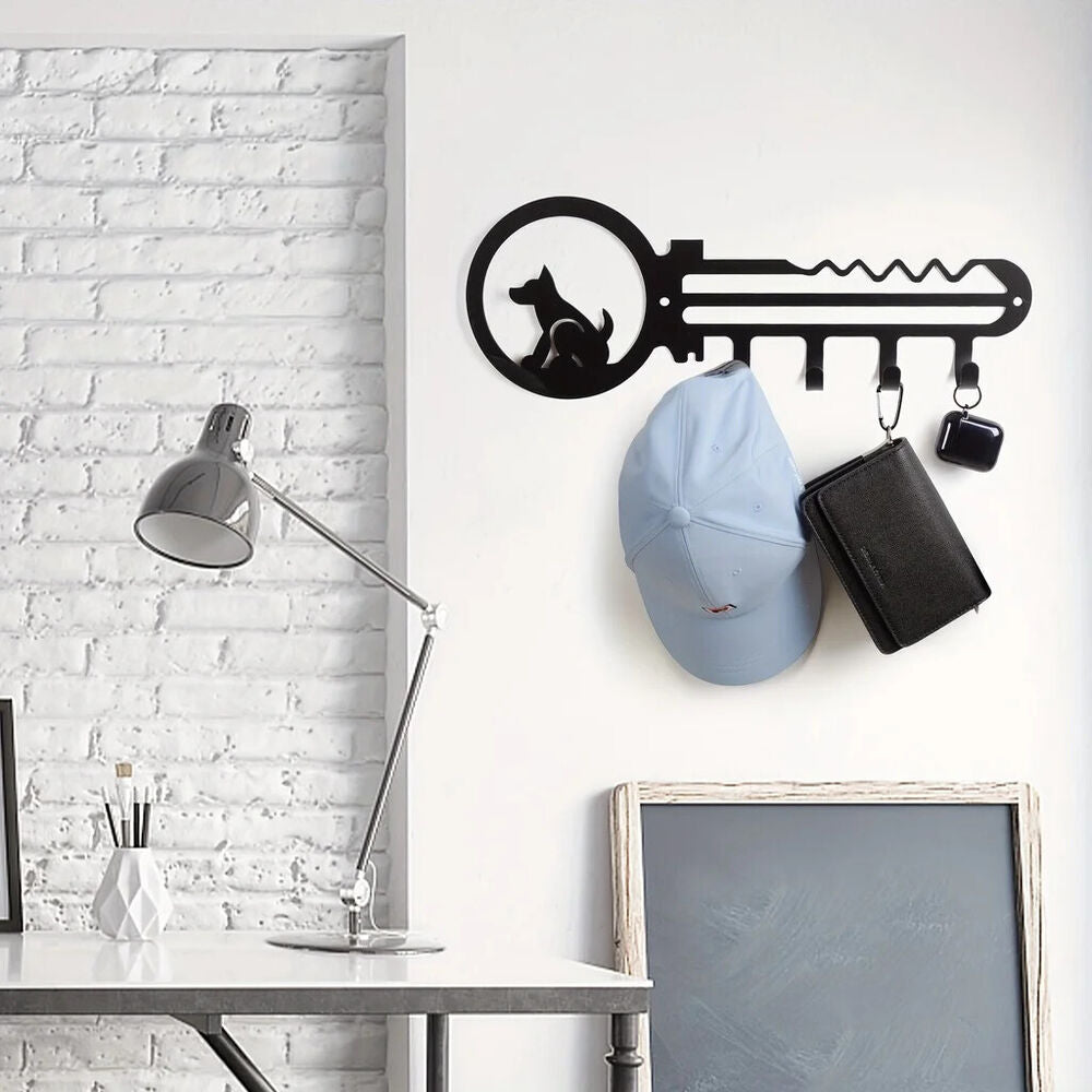 1pc Key Shaped Wall Rack, Wall Mounted Holder Rack With 4 Hanging Hooks