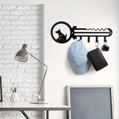 1pc Key Shaped Wall Rack, Wall Mounted Holder Rack With 4 Hanging Hooks