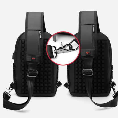 Men's Sling Backpack Oxford cloth Waterproof Crossbody Bag Outdoor Sport Bag USB