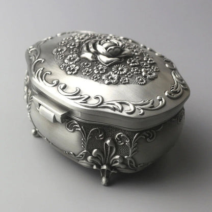 Music Box Emboss Alloy Metal Wind Up Sankyo Movements Hand Cranked Musical Boxes