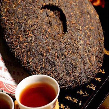 357g Ripe Puerh Tea Pu-erh Cooked Tea ganzhang Cake Health Food Yunnan Black Tea