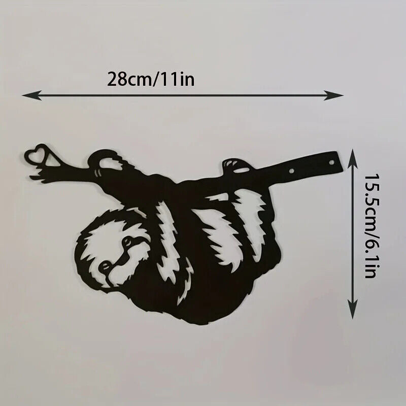 1pc Cute Sloth On Branch Steel Silhouette Metal Wall Art Home Garden Yard