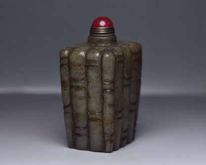 Chinese Natural Hetian Jade Snuff Bottle Carved Exquisite Statue Snuffbox Gift