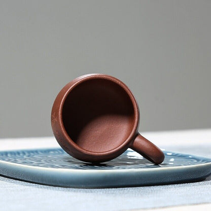 true yixing zisha clay tea cup with handle marked office cup 110ml hand carved