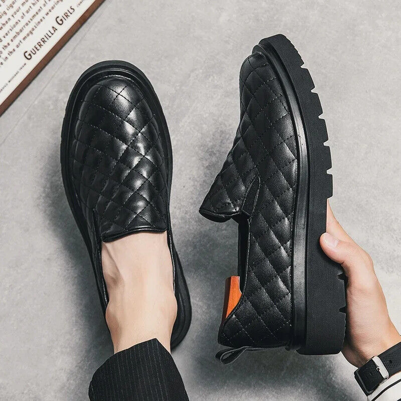 Loafers Shoes Men Black Breathable Height Increasing Men Shoes