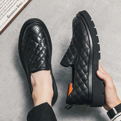 Loafers Shoes Men Black Breathable Height Increasing Men Shoes